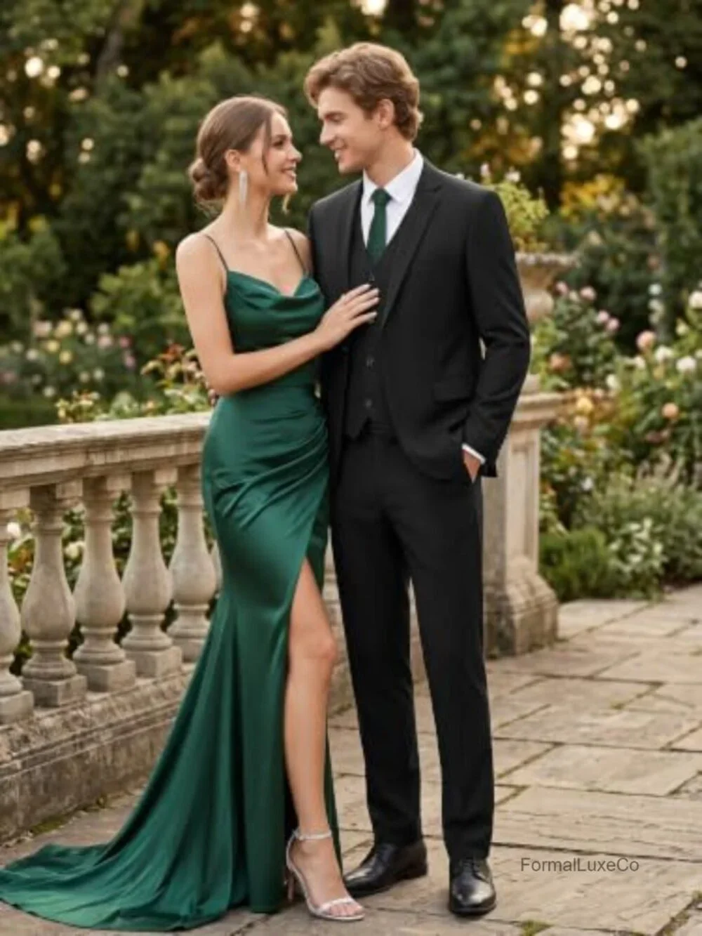 Men's 3 Piece Suit Slim Fit Tuxedo Set One Button Jacket Vest Pants